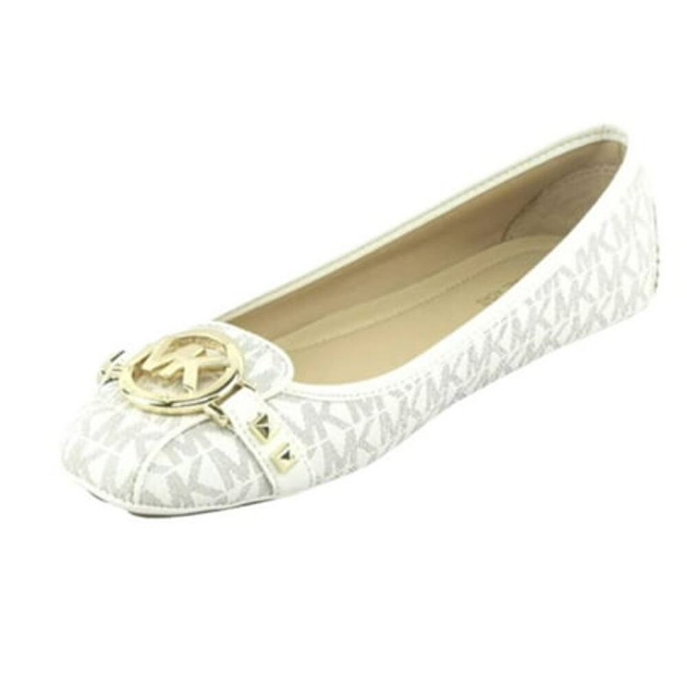 NWT Michael Kors Women's Fulton Studded Logo Moccasin Natural,Vanilla-Size 8.5
